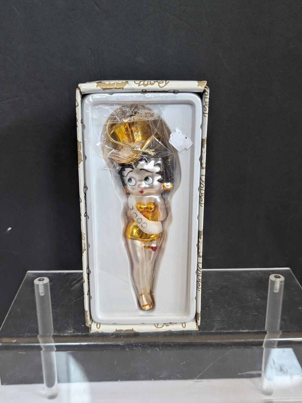 Betty Boop Gold-Tone Glass Ornament - Decorative Home Accent